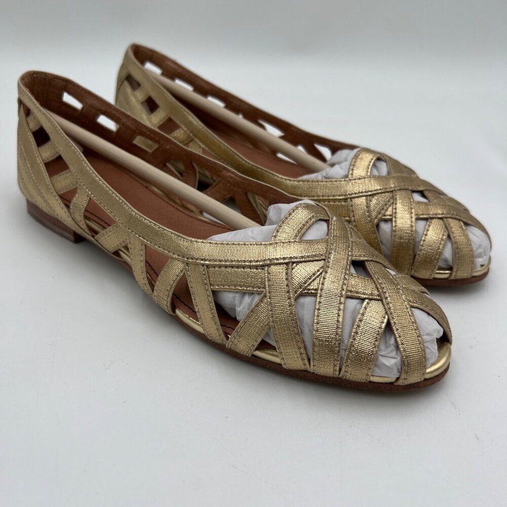 Anthopologie Matiko Zena Strappy Flats Woman's size 36 gold